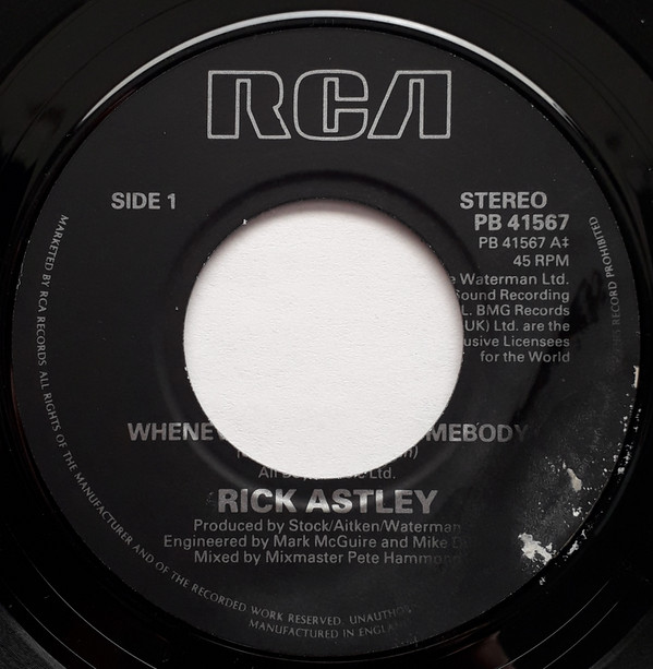 Rick Astley - Whenever You Need Somebody - Used Vinyl Record 7" image 1