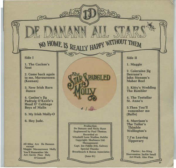 De Danann - Star Spangled Molly - Used Vinyl Record image 1