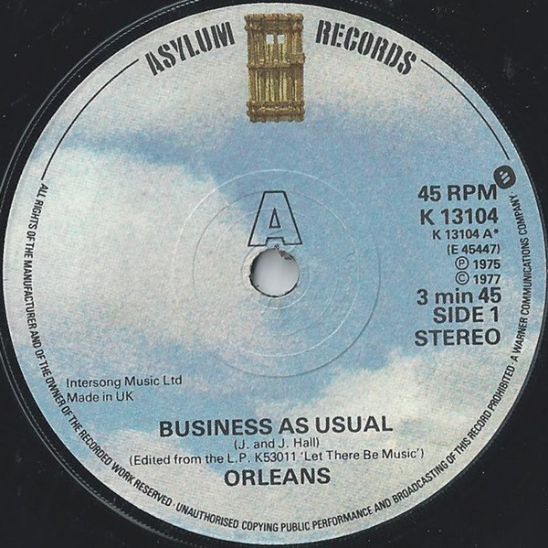 Orleans - Business As Usual - Used Vinyl Record 7" image 1