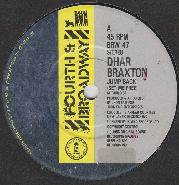 Dhar Braxton - Jump Back (Set Me Free) - Used Vinyl Record 7" image 1