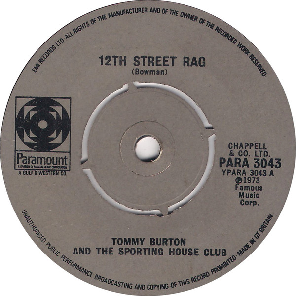 Tommy Burton And The - 12th Street Rag - Used Vinyl Record 7" image 1