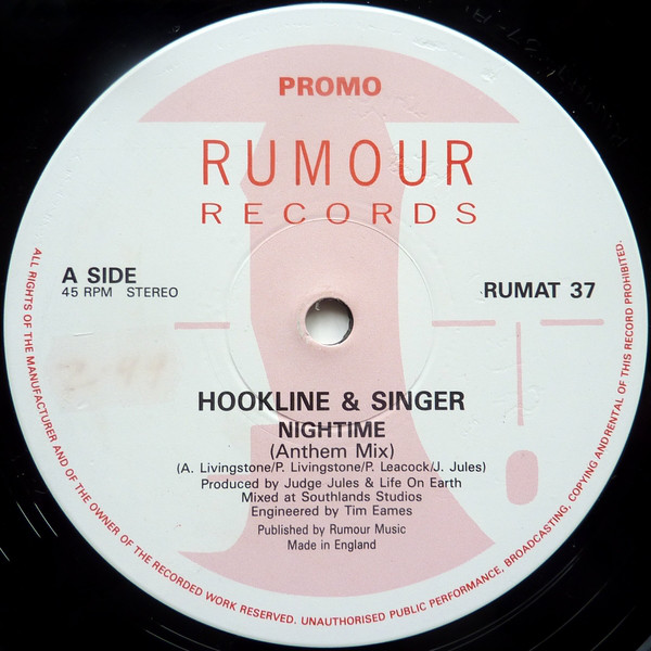 Hookline & Singer - Nightime - Used Vinyl Record 12" image 1