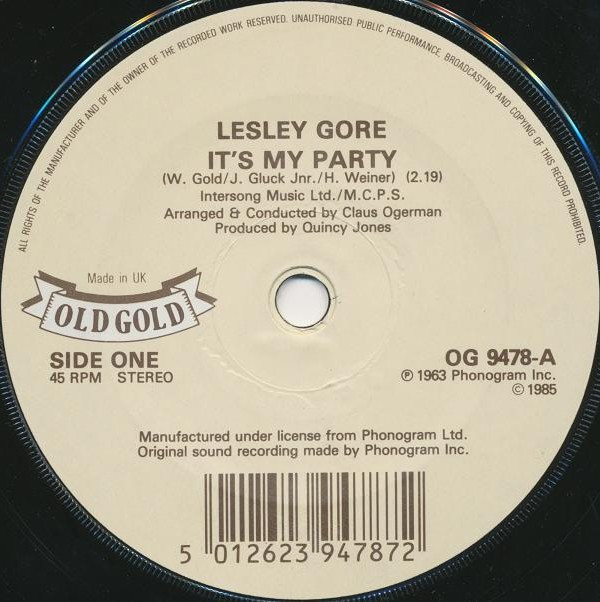 Lesley Gore - It's My Party / Maybe I Know - Used Vinyl Record 7" image 1