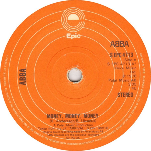 ABBA - Money, Money, Money - Used Vinyl Record 7" image 1