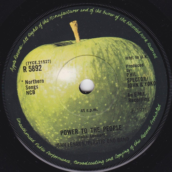 John Lennon - Power To The People - Used Vinyl Record 7" image 1