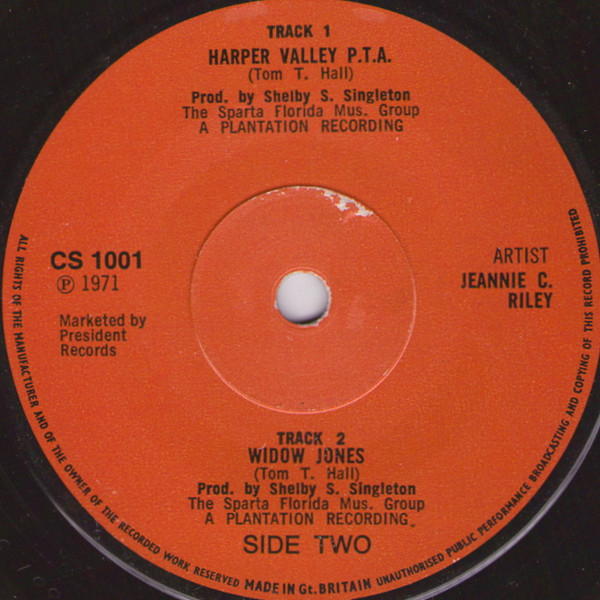 Jeannie C. Riley - Harper Valley P.T.A. / Widow Jones - Used Vinyl Re image 1