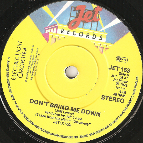 Electric Light Orche - Don't Bring Me Down - Used Vinyl Record 7" image 1
