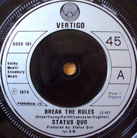 Status Quo - Break The Rules - Used Vinyl Record 7" image 1