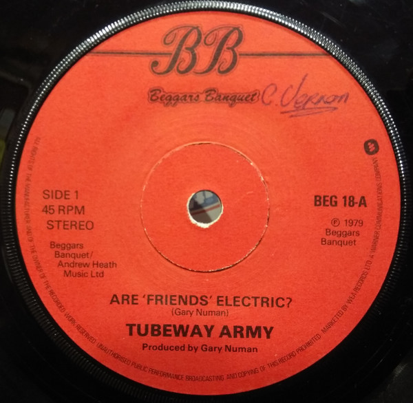 Tubeway Army - Are 'Friends' Electric? - Used Vinyl Record 7" image 1