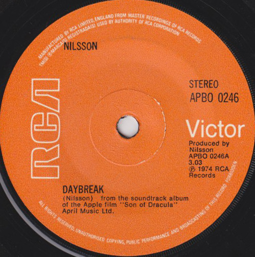 Harry Nilsson - Daybreak - Used Vinyl Record 7" image 1