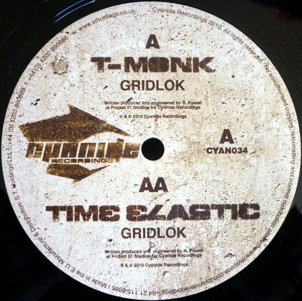 Gridlok - T-Monk / Time Elastic - Vinyl Record 12" image 1