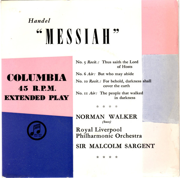 Norman Walker - Handel: "Messiah" - Used Vinyl Record 7" image 1