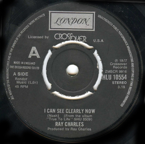 Ray Charles - I Can See Clearly Now - Used Vinyl Record 7" image 1