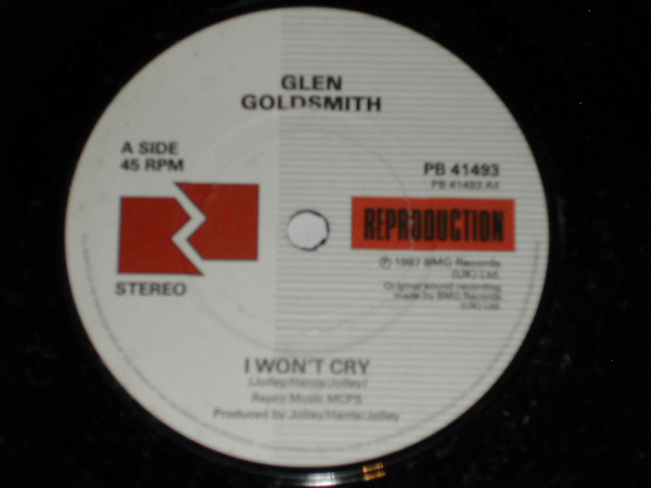Glen Goldsmith - I Won't Cry - Used Vinyl Record 7" image 1
