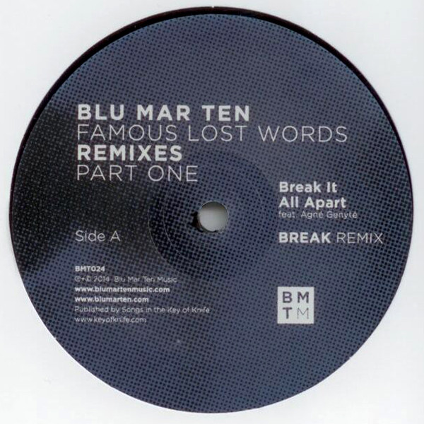 Blu Mar Ten - Famous Lost Words Remixes (Part One) - Vinyl Record 12" image 1