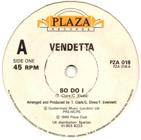 Vendetta - So Do I - Used Vinyl Record 7" image 1