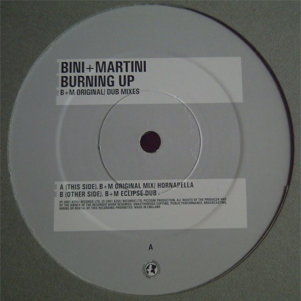 Bini & Martini - Burning Up - Used Vinyl Record 12" image 1