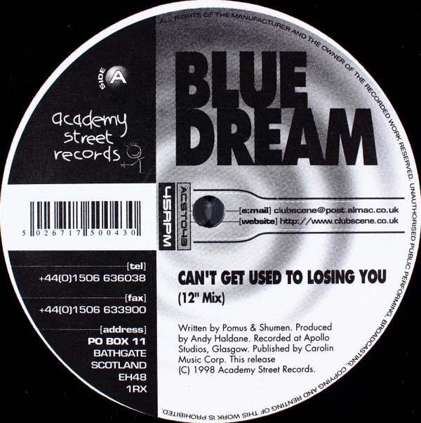 Blue Dream - Can't Get Used To Losing You - Used Vinyl Record 12" image 1
