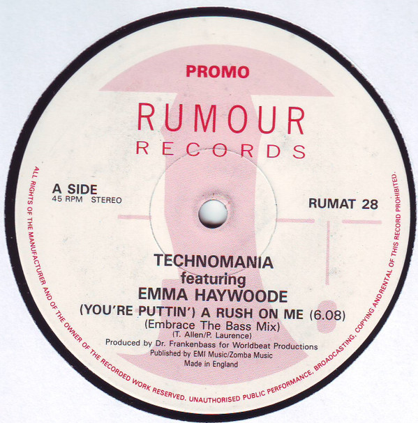 Technomania - (You're Puttin') A Rush On Me (Embrace The Bass image 1