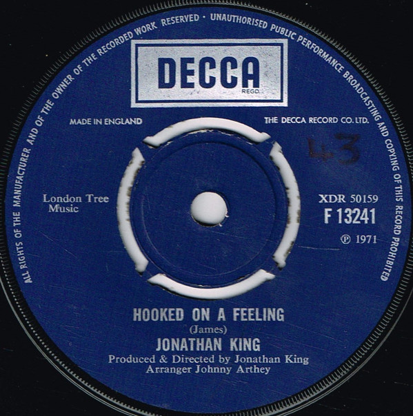 Jonathan King - Hooked On A Feeling - Used Vinyl Record 7" image 1