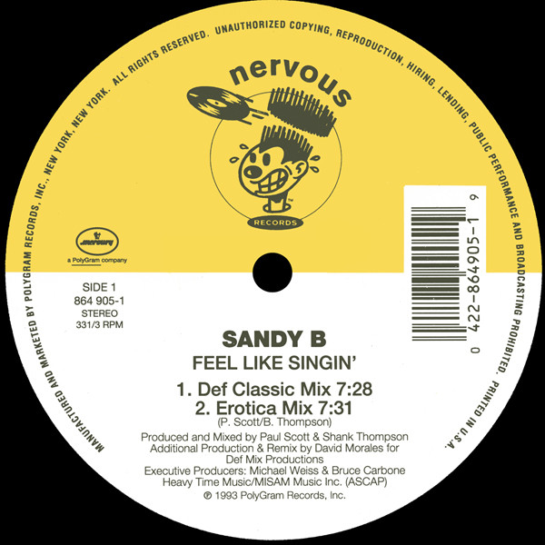 Sandy B - Feel Like Singin' - Used Vinyl Record 12" image 1