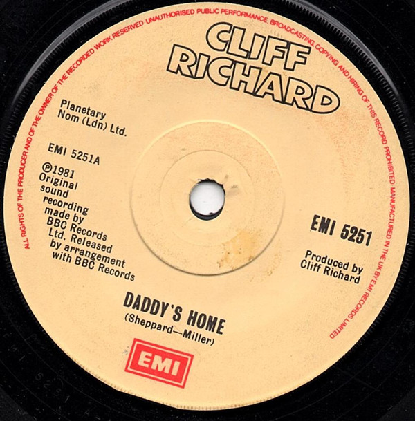 Cliff Richard - Daddy's Home - Used Vinyl Record 7" image 1
