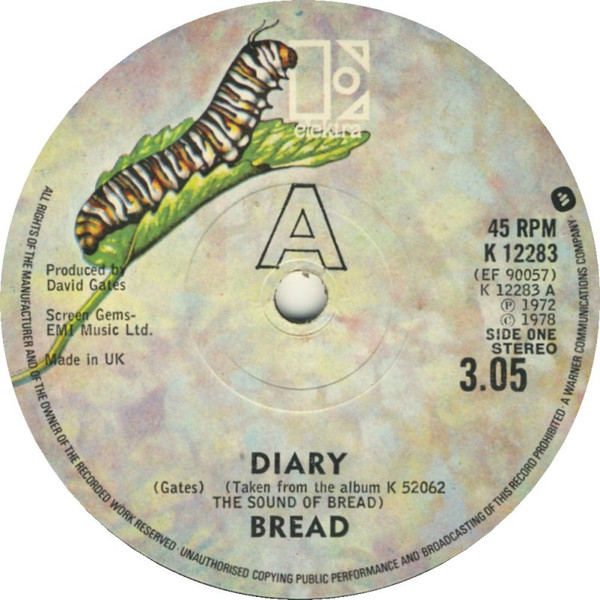 Bread - Diary - Used Vinyl Record 7" image 1