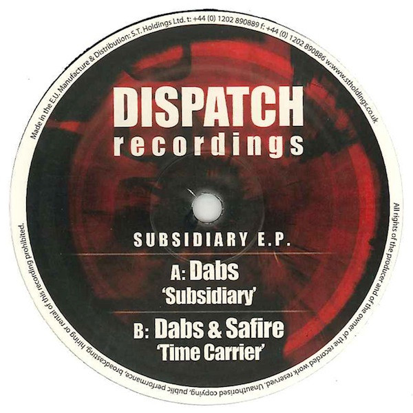 Dabs - Subsidiary EP Pt.1 - Vinyl Record 12" image 1