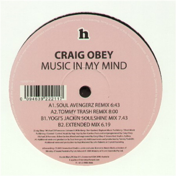 Craig Obey - Music In My Mind - Vinyl Record 12" image 1