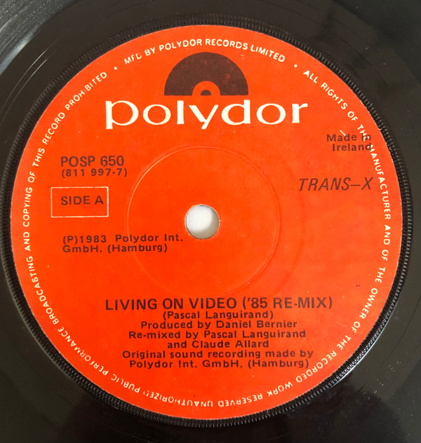 Trans-X - Living On Video ('85 Re-Mix) - Used Vinyl Record 7" image 1