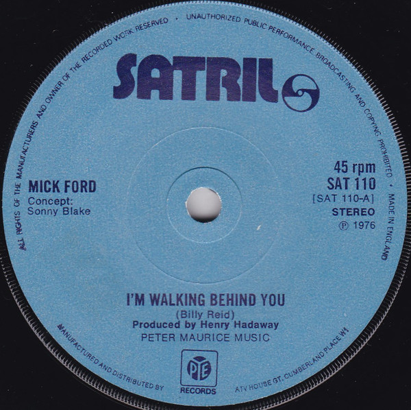 Mick Ford - I'm Walking Behind You - Used Vinyl Record 7" image 1