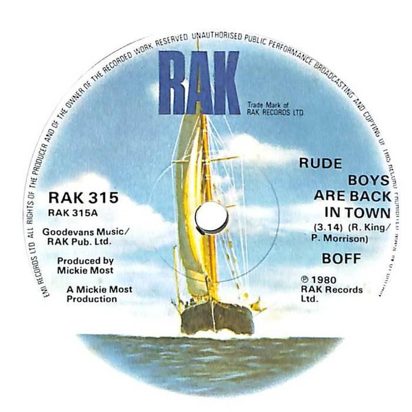 Boss - Rude Boys Are Back In Town - Used Vinyl Record 7" image 1