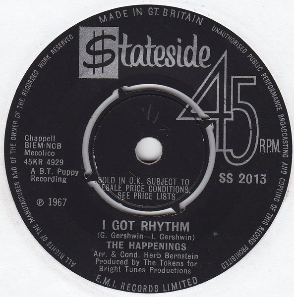 Happenings - I Got Rhythm - Used Vinyl Record 7" image 1