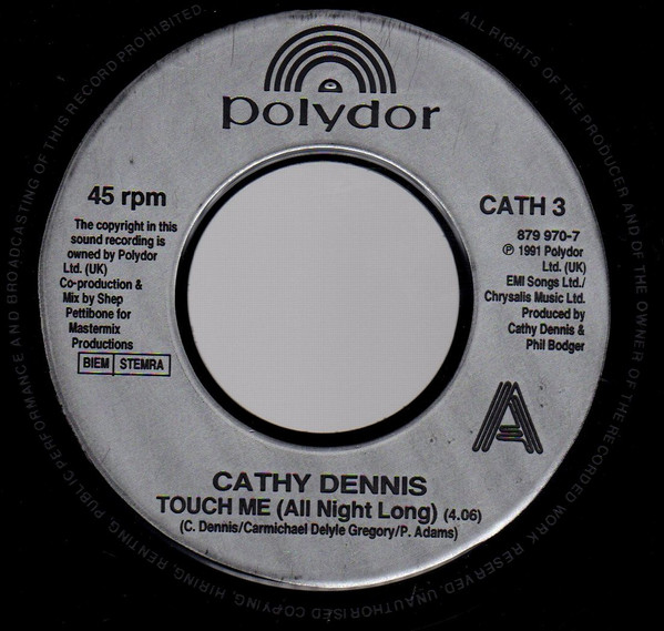 Cathy Dennis - Touch Me (All Night Long) - Used Vinyl Record 7" image 1