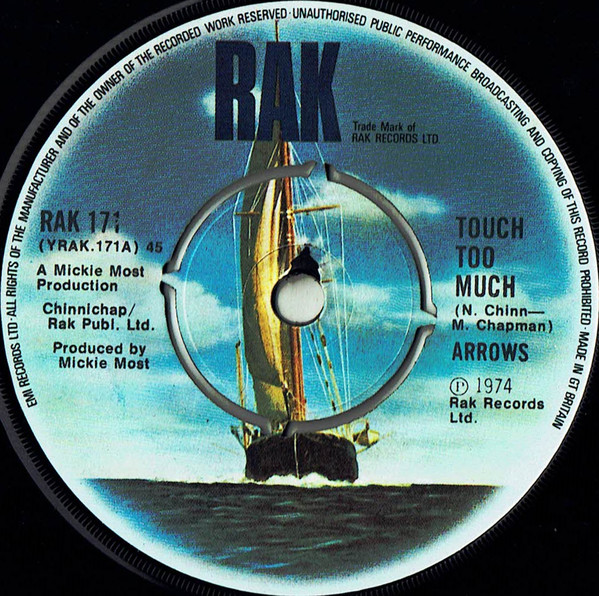 Arrows - Touch Too Much - Used Vinyl Record 7" image 1