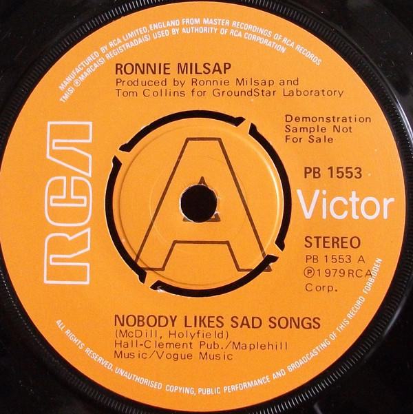 Ronnie Milsap - Nobody Likes Sad Songs - Used Vinyl Record 7" image 1