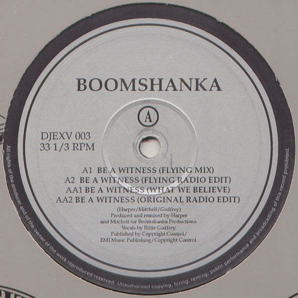 Boomshanka - Be A Witness - Used Vinyl Record 12" image 1