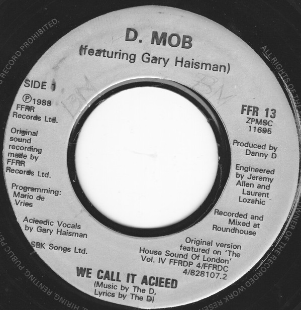 D Mob - We Call It Acieed - Used Vinyl Record 7" image 1