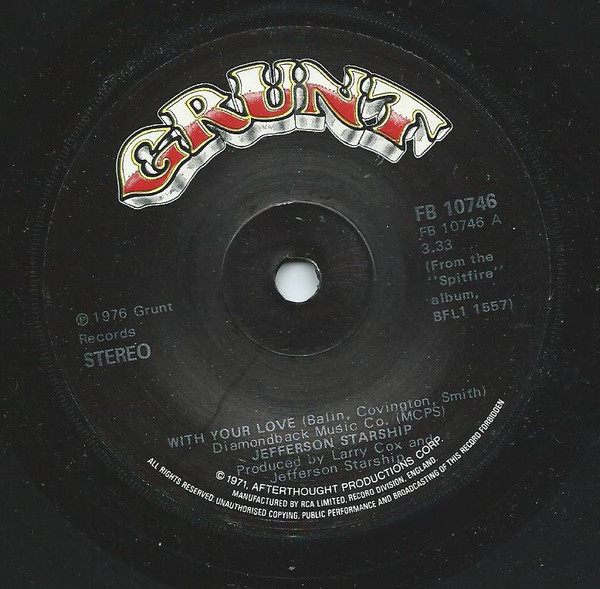 Jefferson Starship - With Your Love / Switchblade - Used Vinyl Record image 1