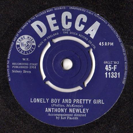 Anthony Newley - And The Heavens Cried / Lonely Boy And Pretty Girl - Us image 1