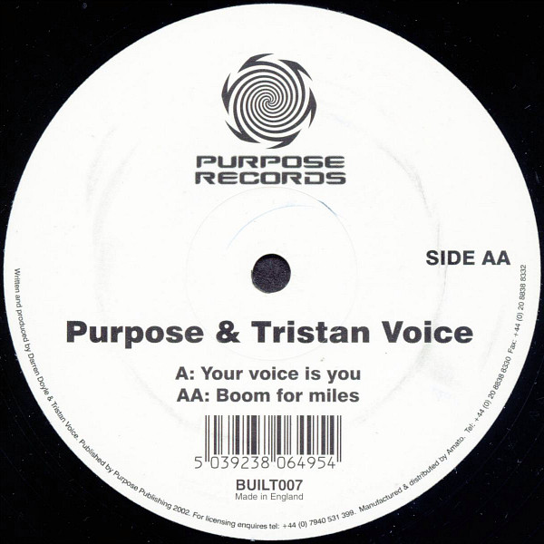 Purpose & Tristan Vo - Your Voice Is You / Boom For Miles - Used Vinyl R image 1