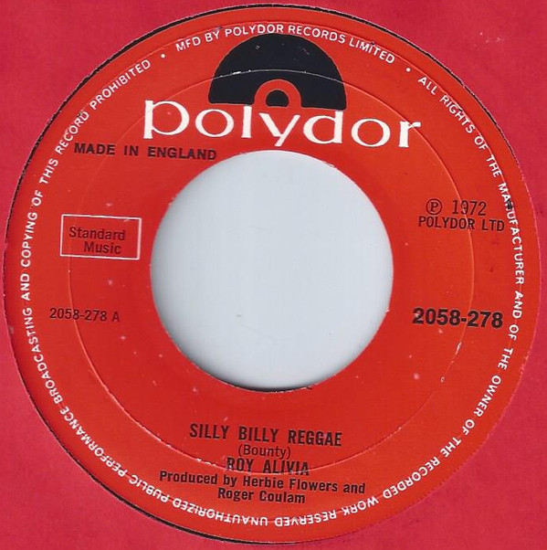 Roy Alivia - Silly Billy Reggae - Used Vinyl Record 7" image 1