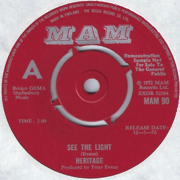 Heritage - See The Light - Used Vinyl Record 7" image 1