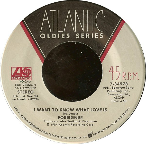 Foreigner - I Want To Know What Love Is / That Was Yesterday - Used V image 1