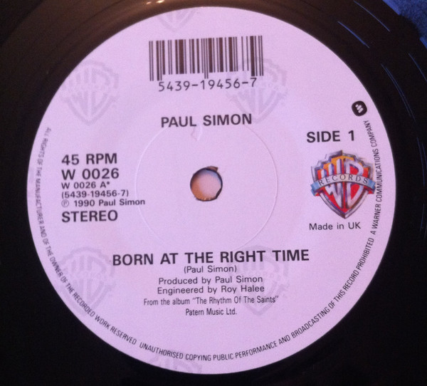 Paul Simon - Born At The Right Time - Used Vinyl Record 7" image 1