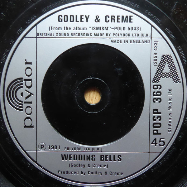 Godley & Creme - Wedding Bells - Used Vinyl Record 7 image 1