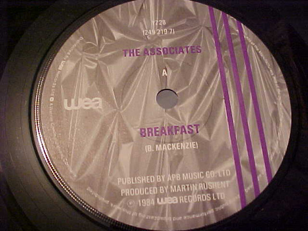 Associates - Breakfast - Used Vinyl Record 7" image 1