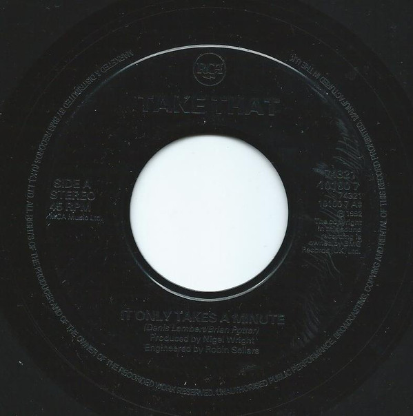Take That - It Only Takes A Minute - Used Vinyl Record 7" image 1