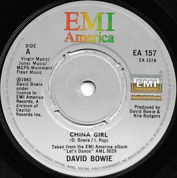 David Bowie - China Girl - Used Vinyl Record 7" image 1