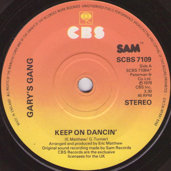 Gary's Gang - Keep On Dancin' - Used Vinyl Record 7" image 1